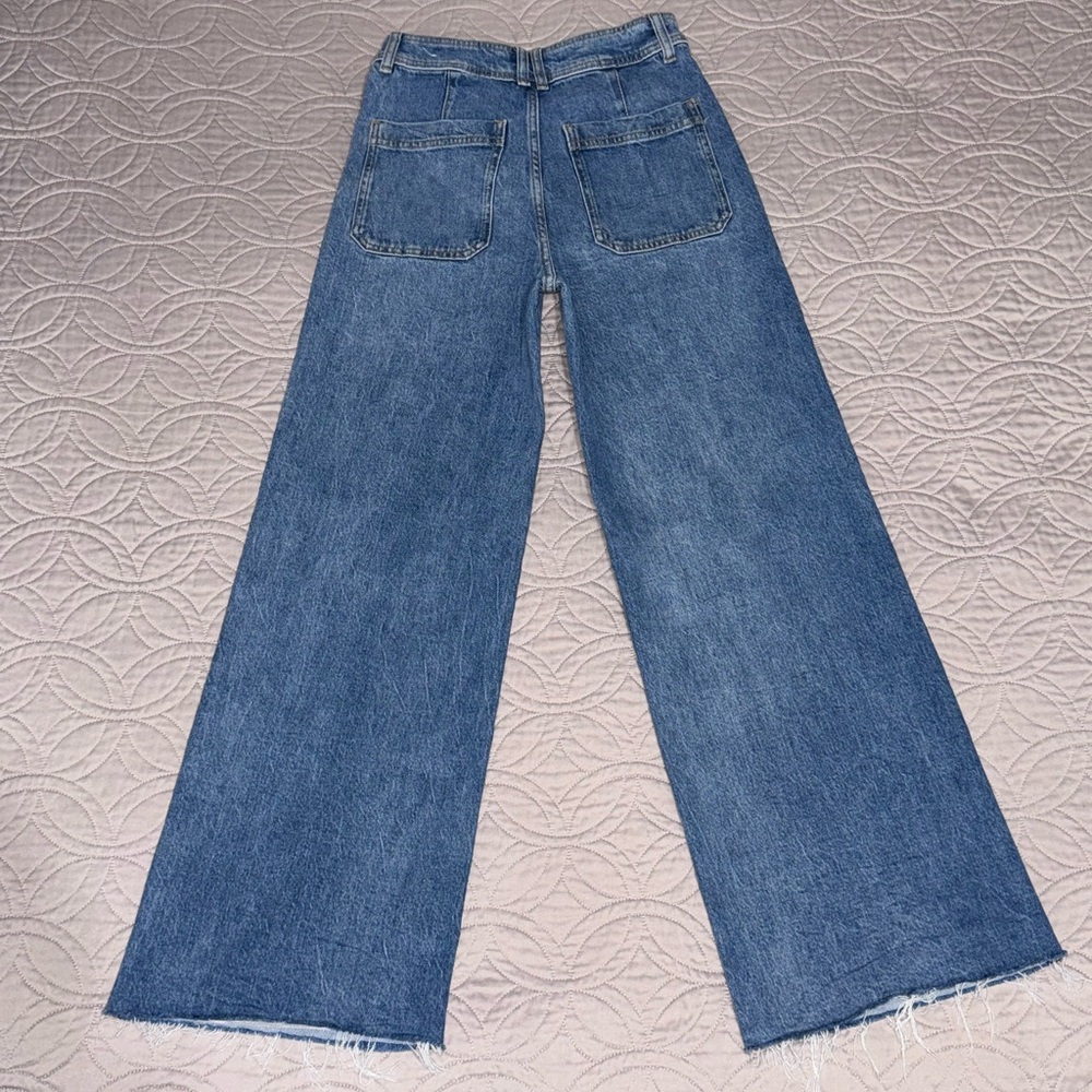 Mango Catherine Culotte High-Rise Jeans Size 4 medium blue - Picture 3 of 6